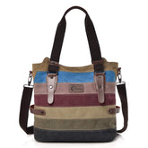CHEREEKI Womens Handbag, Multi-Color Canvas Bag, Large Casual Tote Hobo and Shoulder Bag for Shopping and Travel